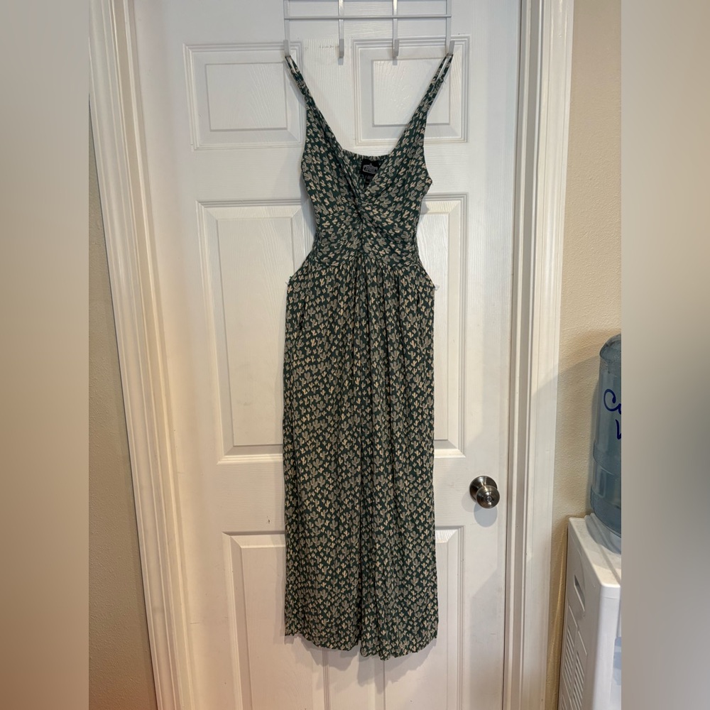 Angie Backless Green Floral Jumpsuit